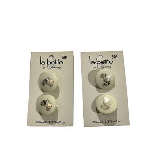 Vtg Set of 4 La Petite Lansing Size 236 7/8” Cream Gold Antique Car Buttons NOS